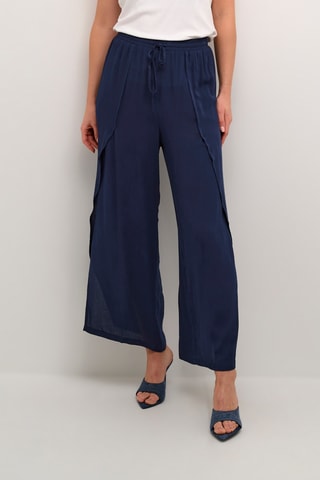 Calças wide legs 7/8 - Azul-marinho