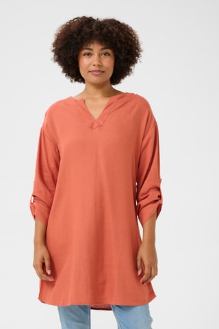 Túnica em linho - Vermelho-tijolo