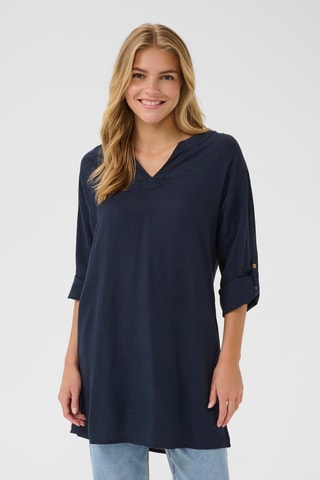 Túnica em linho - Azul-marinho