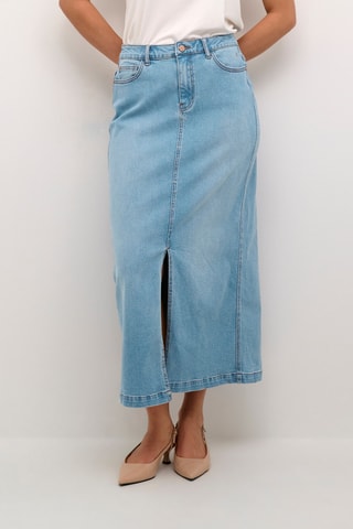 Saia direita de ganga - Azul-claro