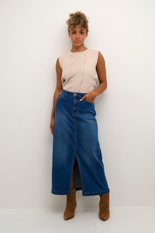 Saia direita de ganga - Azul