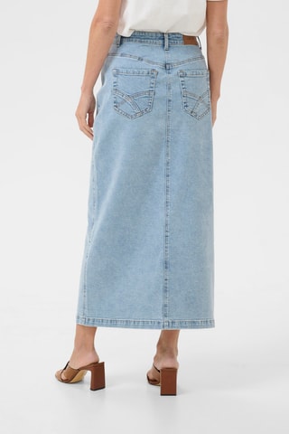 Saia direita de ganga - Azul-claro