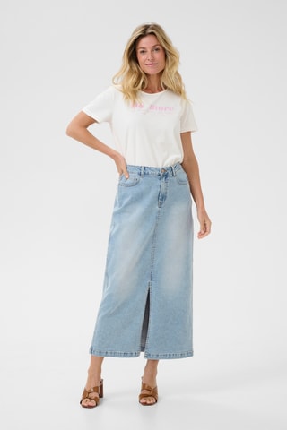 Saia direita de ganga - Azul-claro