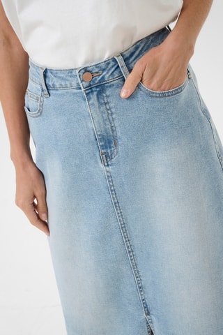 Saia direita de ganga - Azul-claro