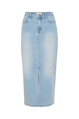 Saia direita de ganga - Azul-claro