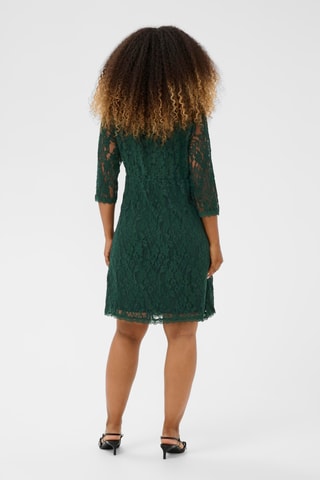 Vestido direito em renda - Verde-escuro