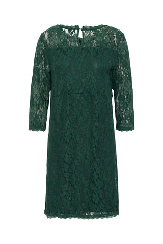 Vestido direito em renda - Verde-escuro