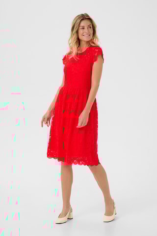 Vestido estilo patinadora em renda - Vermelho