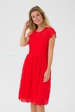 Vestido estilo patinadora em renda - Vermelho
