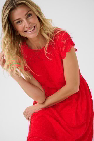 Vestido estilo patinadora em renda - Vermelho