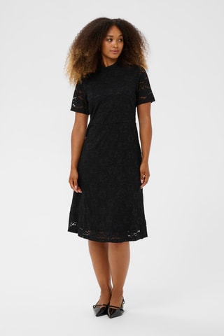 Vestido midi em renda - Preto