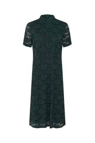 Vestido direito em renda - Verde-escuro