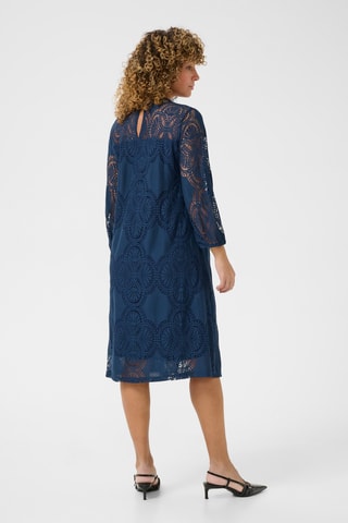 Vestido trapézio em renda - Azul-marinho