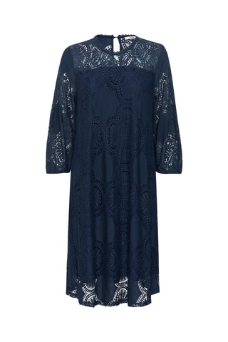 Vestido trapézio em renda - Azul-marinho