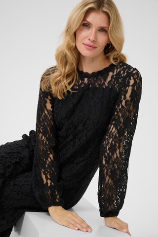 Vestido direito em renda - Preto