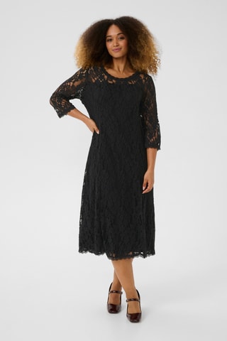 Vestido direito em renda - Preto