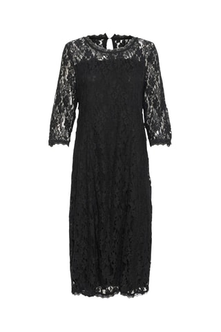 Vestido direito em renda - Preto