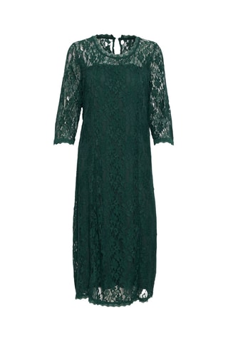 Vestido midi em renda - Verde-escuro