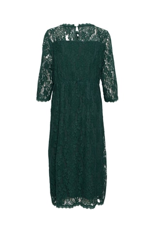 Vestido midi em renda - Verde-escuro