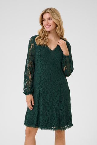 Vestido trapézio em renda - Verde-escuro