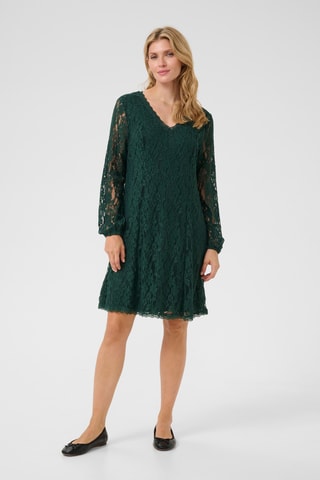 Vestido trapézio em renda - Verde-escuro
