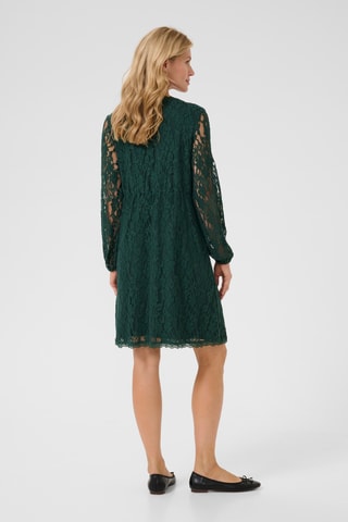 Vestido trapézio em renda - Verde-escuro