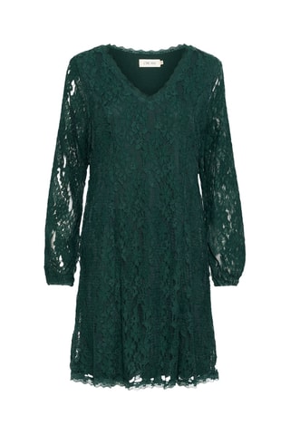 Vestido trapézio em renda - Verde-escuro