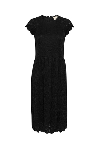Vestido midi em renda - Preto