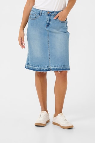 Saia direita de ganga - Azul-claro