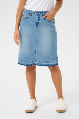 Saia direita de ganga - Azul-claro