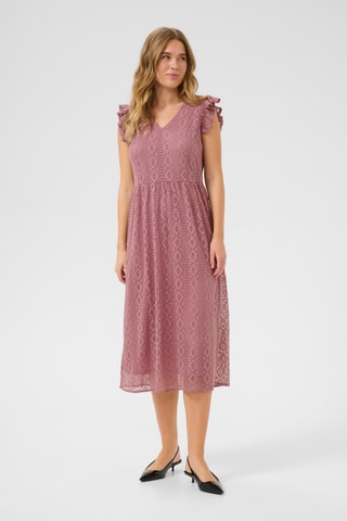 Vestido midi em renda - Rosa-velho