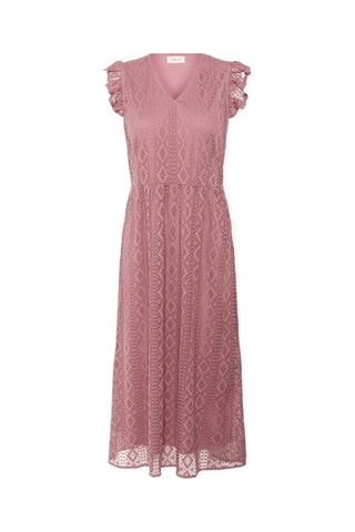 Vestido midi em renda - Rosa-velho