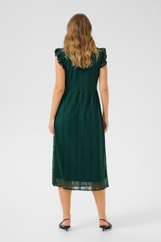 Vestido midi em renda - Verde-escuro