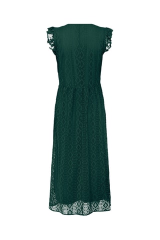 Vestido midi em renda - Verde-escuro
