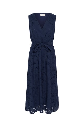 Vestido traçado em bordado inglês - Azul-marinho