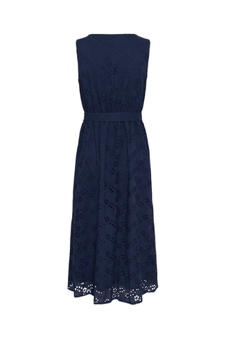 Vestido traçado em bordado inglês - Azul-marinho