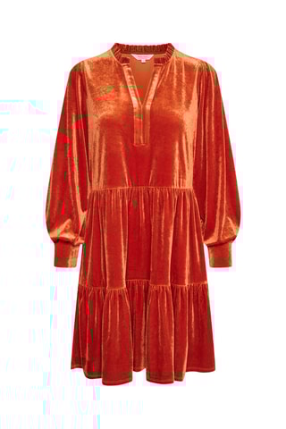 Vestido com folhos - Ferrugem