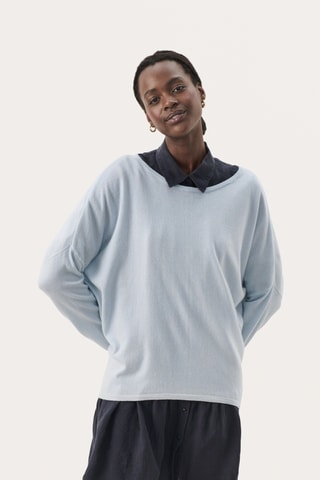 Camisola em lã e caxemira - Azul-claro