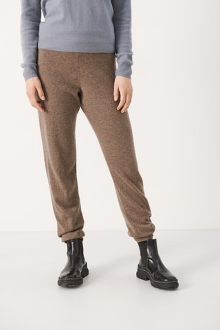Calças em caxemira - Castanho mesclado
