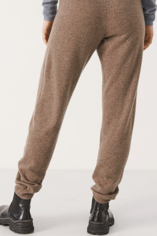 Calças em caxemira - Castanho mesclado