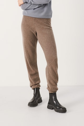 Calças em caxemira - Castanho mesclado