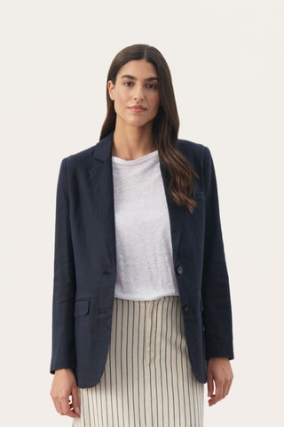 Blazer em linho - Azul-marinho