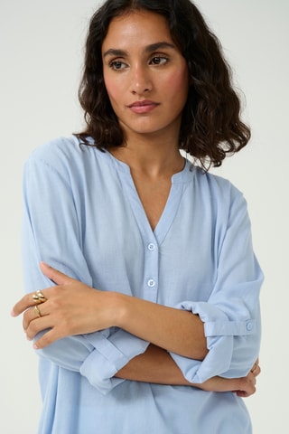 Blusa em linho - Azul-claro