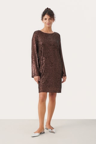 Vestido direito - Castanho-escuro