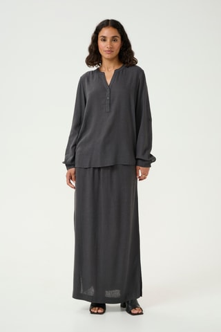 Blusa em linho - Cinzento-escuro