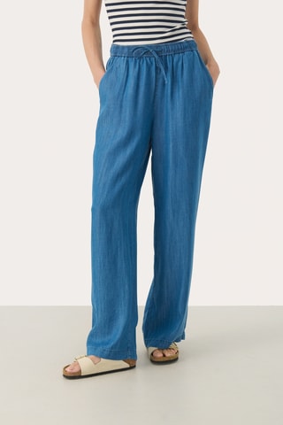 Calças wide legs - Azul-claro