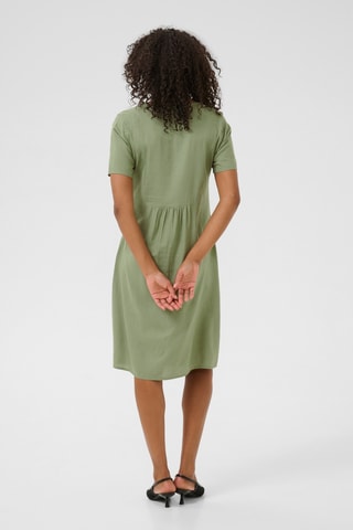 Vestido direito em linho - Caqui