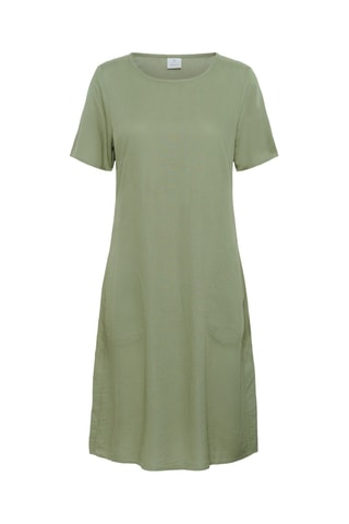 Vestido direito em linho - Caqui