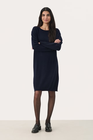 Vestido-camisola em lã - Azul-marinho