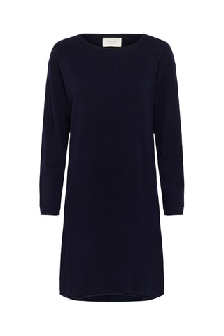 Vestido-camisola em lã - Azul-marinho